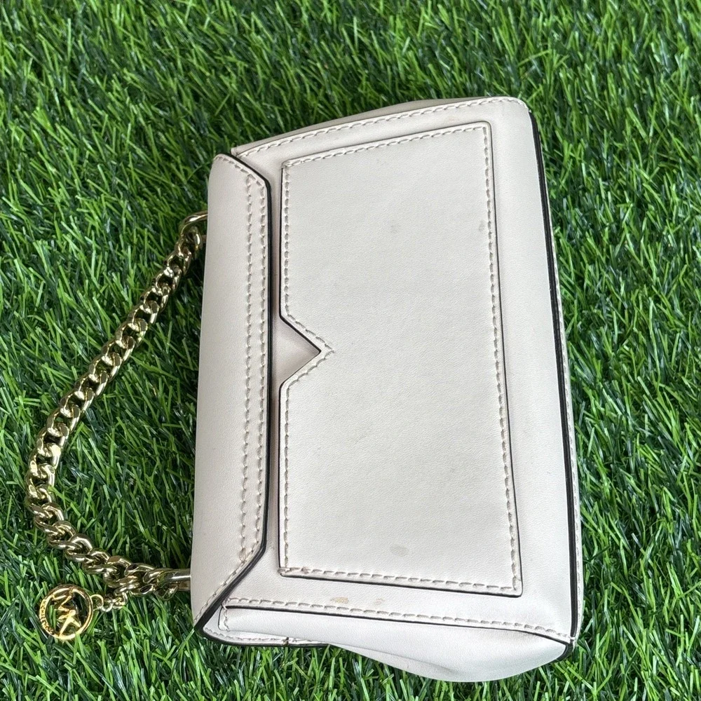 Michael Kors Pale Pink Leather Chain Clutch‎ Coquette Gold Hardware